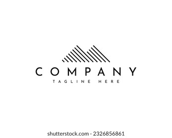 minimal mountain line vector logo design