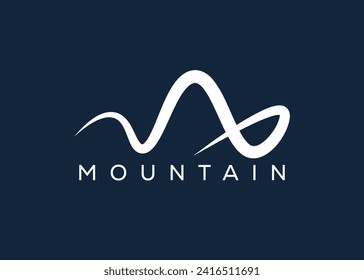 Minimal Mountain logo design vector template. Hill vector logo