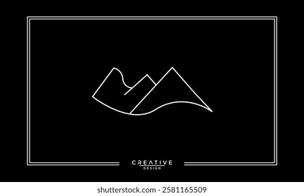 Minimal mountain logo icon vector illustration design, mountain landscape line art design