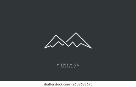 minimal mountain logo with monoline style vector design