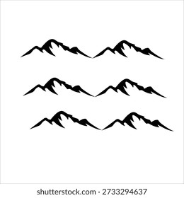 Minimal Mountain Range Silhouette Illustration on White Background