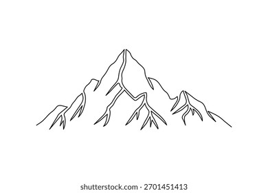 Montaña mínima de una sola línea de arte de dibujo moderno abstracto paisaje ilustración