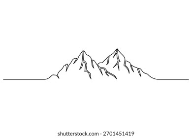 Montaña mínima de una sola línea de arte de dibujo moderno abstracto paisaje ilustración