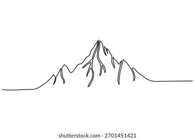 Montaña mínima de una sola línea de arte de dibujo moderno abstracto paisaje ilustración