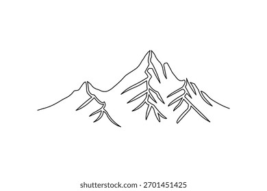 Montanha minima uma única linha arte desenho moderno abstrato paisagem ilustração