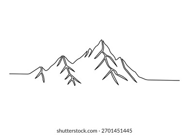 Montanha minima uma única linha arte desenho moderno abstrato paisagem ilustração