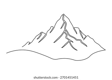 Montaña mínima de una sola línea de arte de dibujo moderno abstracto paisaje ilustración