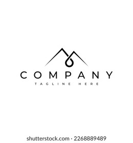 minimal mountain water vector logo design 