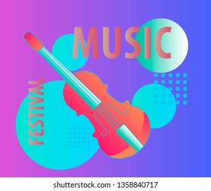 Minimal music cover/ poster in neon vivid color palette with violin.