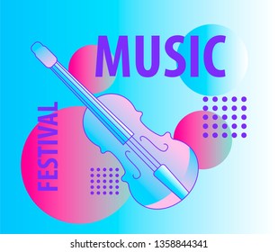Minimal music cover/ poster in neon vivid color palette with violin repetitive pattern. 