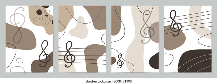 Minimal Music covers design. Trendy set, Modern Poster Art. Design for wall framed prints, canvas poster, artwork as postcard or brochure.Vector illustration.