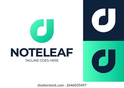 Logotipo de folha de nota musical mínimo. Nota musical com ilustração de design de logotipo folha. Os logotipos da Creative Idea projetam o modelo de ilustração Vetor.