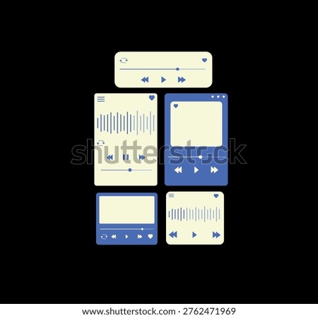 Minimal Music Player UI Kit – Clean Audio Interface Elements Vector Set