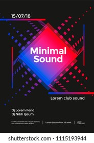 Minimal Music poster design. Sound flyer with abstract geometric shape. Vector template
