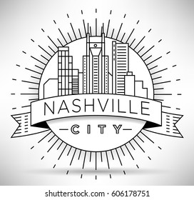 Minimal Nashville Linear City Skyline with Typographic Design