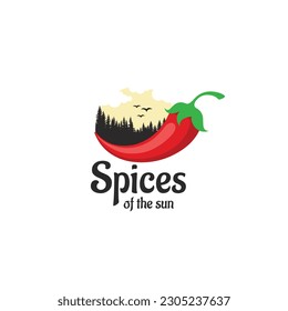 Minimal and natural food logo design based of the concept of Spices, chili paper, Asian food, Hot food, and souses. 