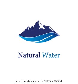 Minimal Natural Mountain Spring water logo design Label template in white background