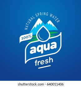 Minimal Natural Mountain Spring water logo design Label template