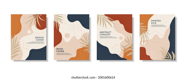 Minimal and natural vector set. Foliage line art drawing with abstract shape. Abstract Plant Art design for print, cover, wallpaper, etc
