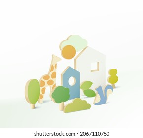 Minimal nature background mock up with podium for product display. 3d rendering.