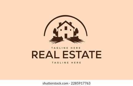 Minimal nature House logo design, Home building vector logo design vintage style 
