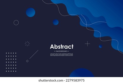 minimal navy blue abstract geometric fluid dynamic shape composition wavy background. eps10 vector