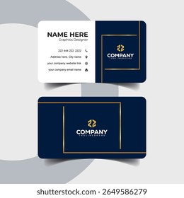 Minimal Navy Blue and Gold Business Card Design with Split Bar Layout