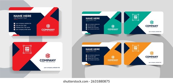 Minimal Navy Blue and Red Business Card Template Set for Corporate Branding and Identity