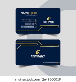Minimal Navy and Gold Business Card Design with Abstract Tech Lines