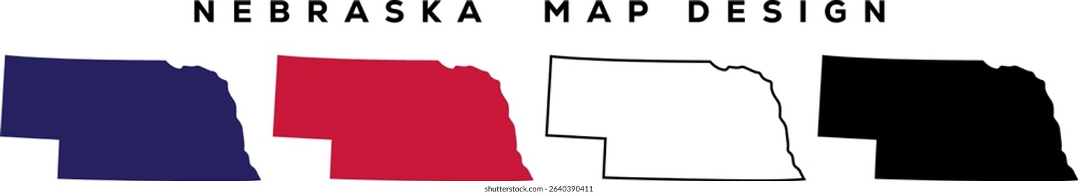 Minimal Nebraska State Outline, Line Art Map Silhouette
