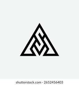 Minimal negative space triangle monogram logo using letters As or Sa for modern stock branding.