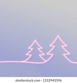 minimal neon chritmas tree with text space