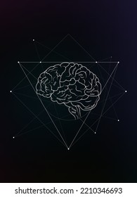 Minimal neuroscience infographic on gradient. Human brain lobes and functions illustration. Brain anatomy structure sections. Futuristic neurobiology scientific 