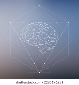 Minimal neuroscience infographic on gradient. Human brain lobes and functions illustration. Brain anatomy structure sections. Futuristic neurobiology scientific medical vector.