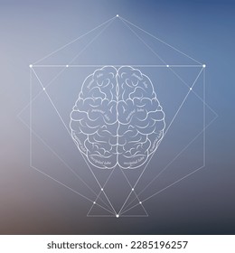 Minimale Neurowissenschaft Infografik über Farbverlauf. Das menschliche Gehirn macht eine Illustration der Gehirnläden und Funktionen. Teile der Gehirnanatomie. Futuristische neurobiologische wissenschaftliche medizinische Vektorgrafik.