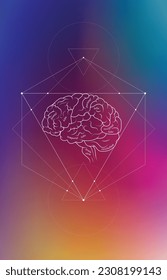 Minimal neuroscience infographic on gradient. Human brain lobes and functions illustration. Brain anatomy structure sections. Futuristic neurobiology scientific medical vector.