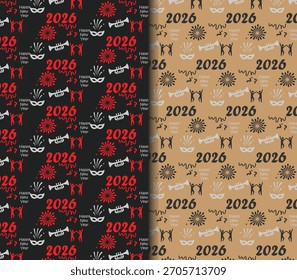 Patrón mínimo del año Nuevo 2026 conveniente para las tarjetas, los Anuncios y los Fondos de pantalla