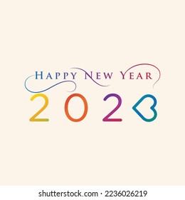 Minimal New year greeting concept for the year 2023 with the symbol of love.