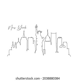 Minimal New York City Line drawing. New York Line art Vector