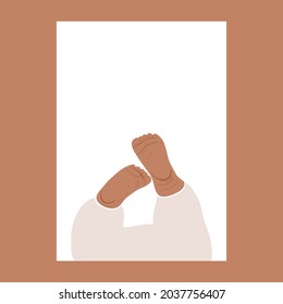 Minimal newborn poster. Abstract baby portrait for greeting card, wall decor, art print, contemporary vector illustration