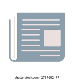 Minimal newspaper line icon suitable for news, journalism, media publications, articles, press releases, and information services.	
