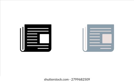 Minimal newspaper line icon suitable for news, journalism, media publications, articles, press releases, and information services.	
