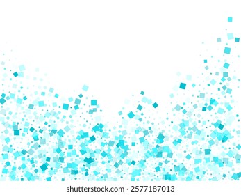 Minimal Ney Year square blue particles flying vector backdrop Popping cubes. Decorative cyan elements scattered vector background.