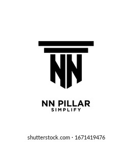 minimal nn n pillar letter initial logo icon design