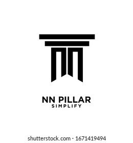 minimal nn n pillar letter initial logo icon design