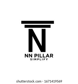 minimal nn n pillar letter initial logo icon design