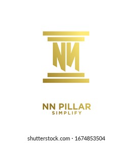 minimal nn n pillar letter initial gold luxury logo icon design