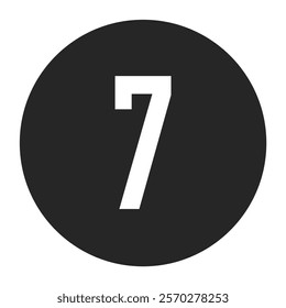 Minimal Number 7 in Dark Circle Background – Clean and Professional Design for Graphic Projects