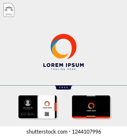 minimal O abstract initial logo template vector illustration and get free business card design template