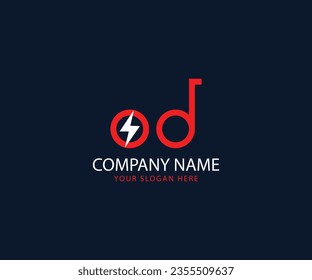 Minimal O and D charge logo vector template